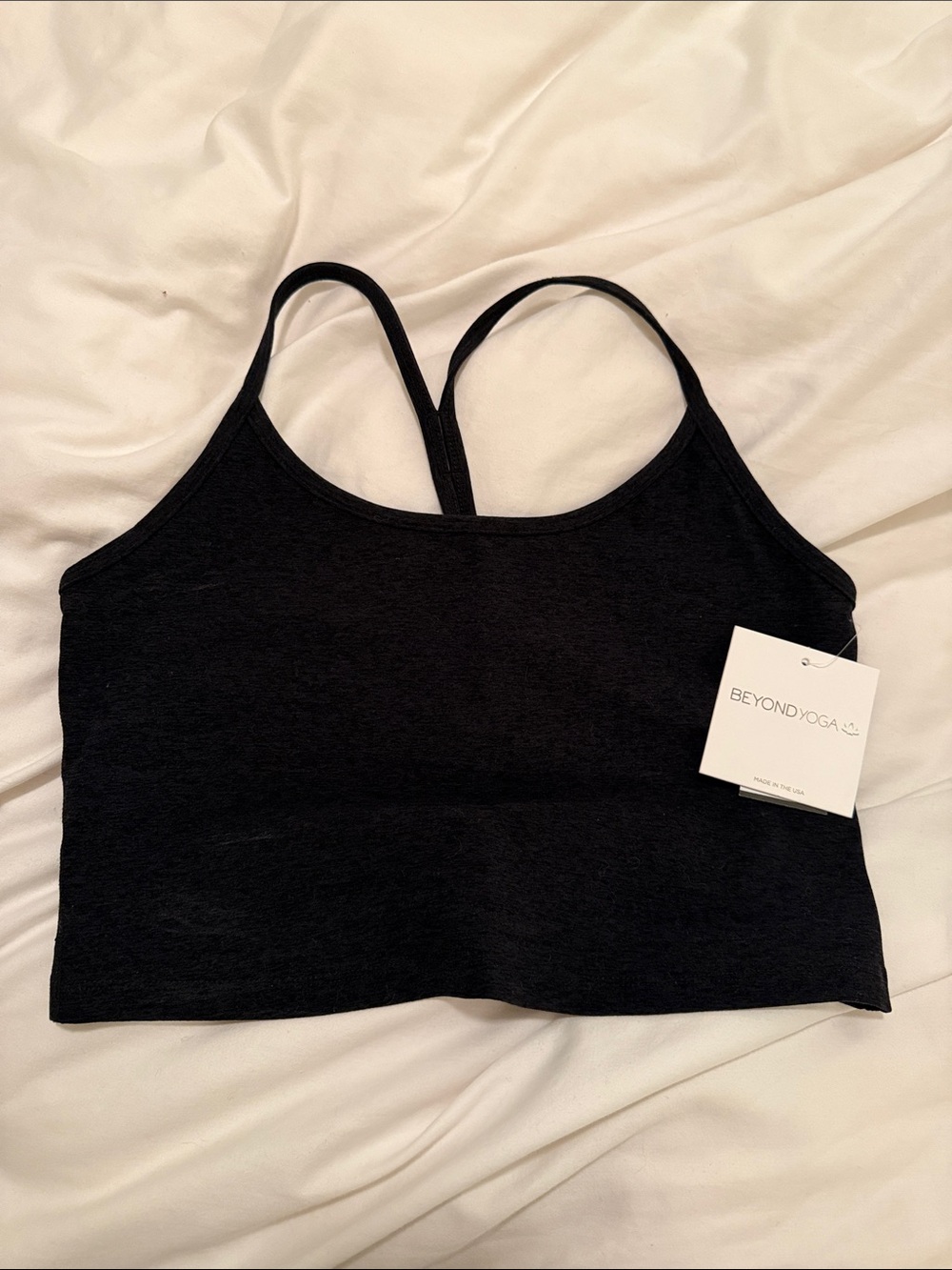 Beyond Yoga Black Strappy Crop Sports Bra Tank
